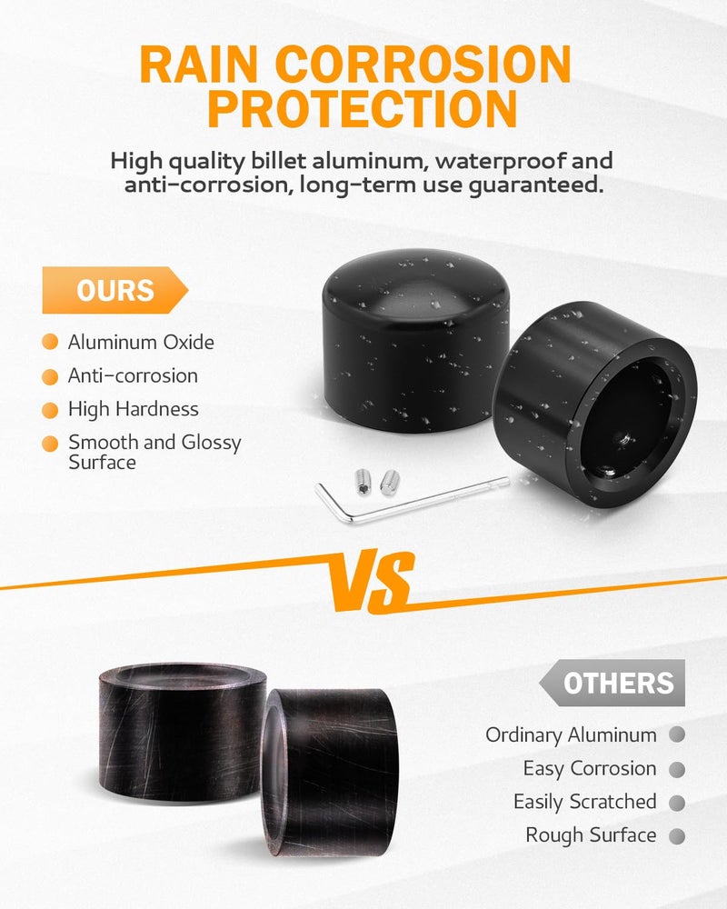 PBYMT Black Front Axle Nut Covers, CNC Aluminum Axle Nut Caps Compatible for Harley Davidson Softail Touring Road King Street Glide Electra Glide Iron 883 Fat Boy 2002-2024 - Image 5